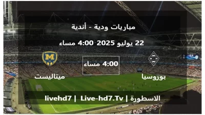 مباراة بوروسيا مونشنغلادباخ و ميتاليست خاركييف – مباريات ودية – أندية